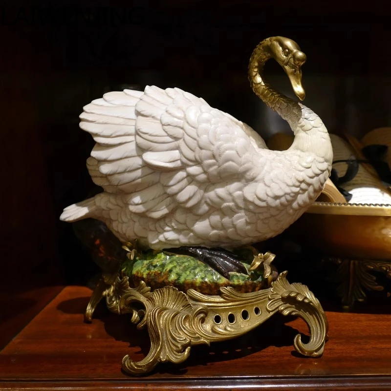 

MJY European living room ceramic swan ornament handicrafts home decoration