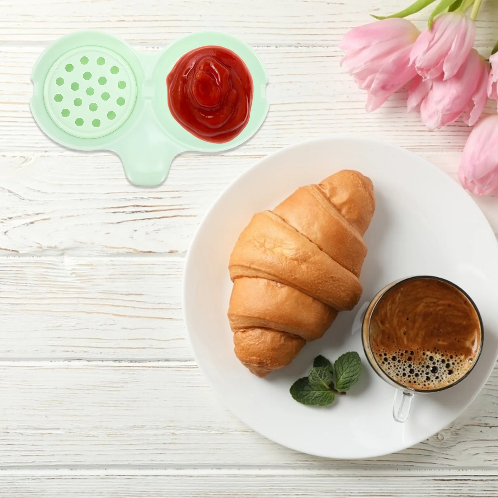 

1Pcs Oil Dry Sauce Dish Double Grid Melamine Seasoning Plate Non-Deform Sauce Dipping Plate for Home Restaurant Use