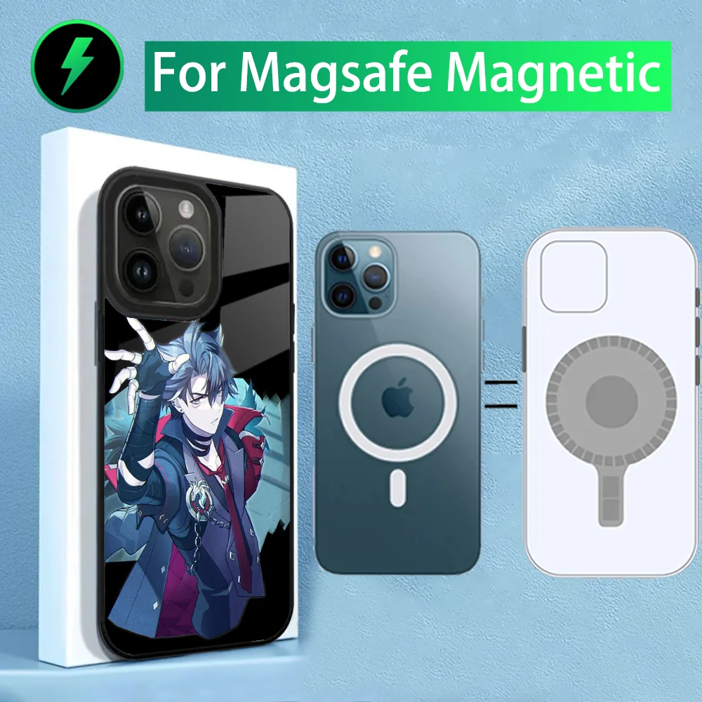 G-Genshin Impact Wriothesley Phone Case For iPhone 15,14,13,12,11,Plus,Pro,Max Mini Magsafe Magnetic Wireless Charging