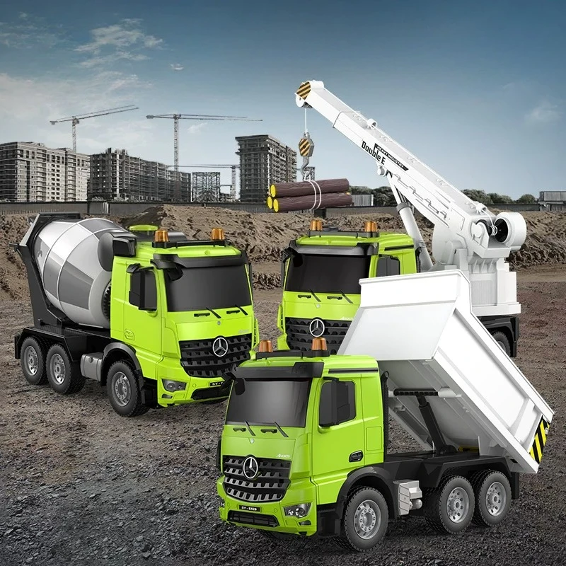 1/20 RC Construction Vehicle Simulated Multi-functional Dump Truck/Concrete Mixer/Crane with Headlights and Sound Effects