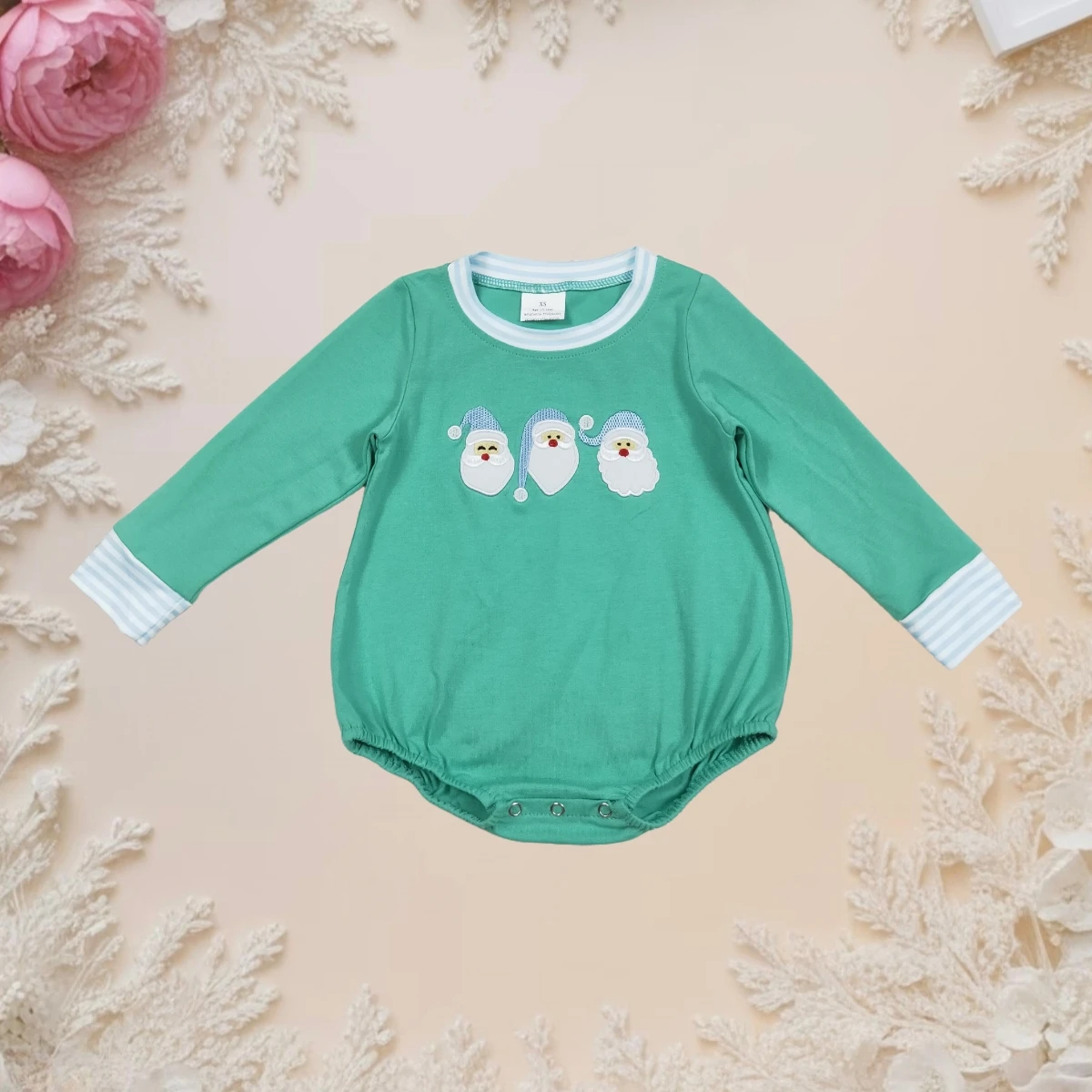 

Christmas Baby Clothes Green Santa Embroidery Sleeveless Romper Playsuit for Newborn Infant Toddler Boys Winter Party Bodysuit