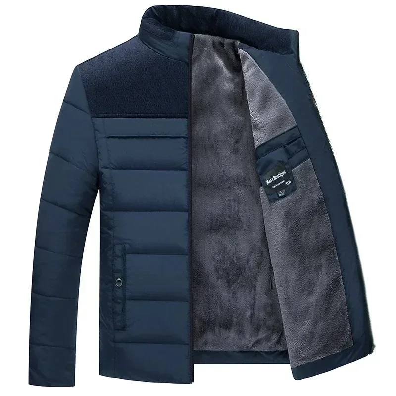 Parkas gruesas de felpa para hombre, chaqueta de invierno con cuello levantado, abrigo Parker para hombre, abrigo grueso cálido con cremallera,