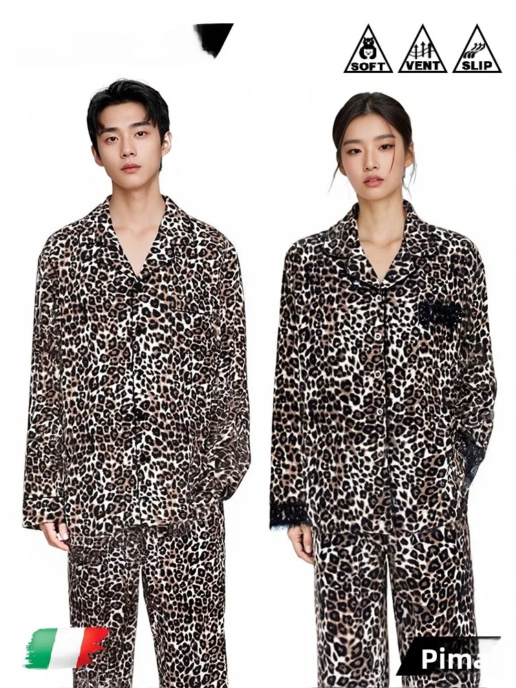 PinkBread Couple's Long Sleeve Sleepwear Cotton Home Clothes Outdoor Wearable Comfortable Loose Fit Autumn Spring Home Leisure