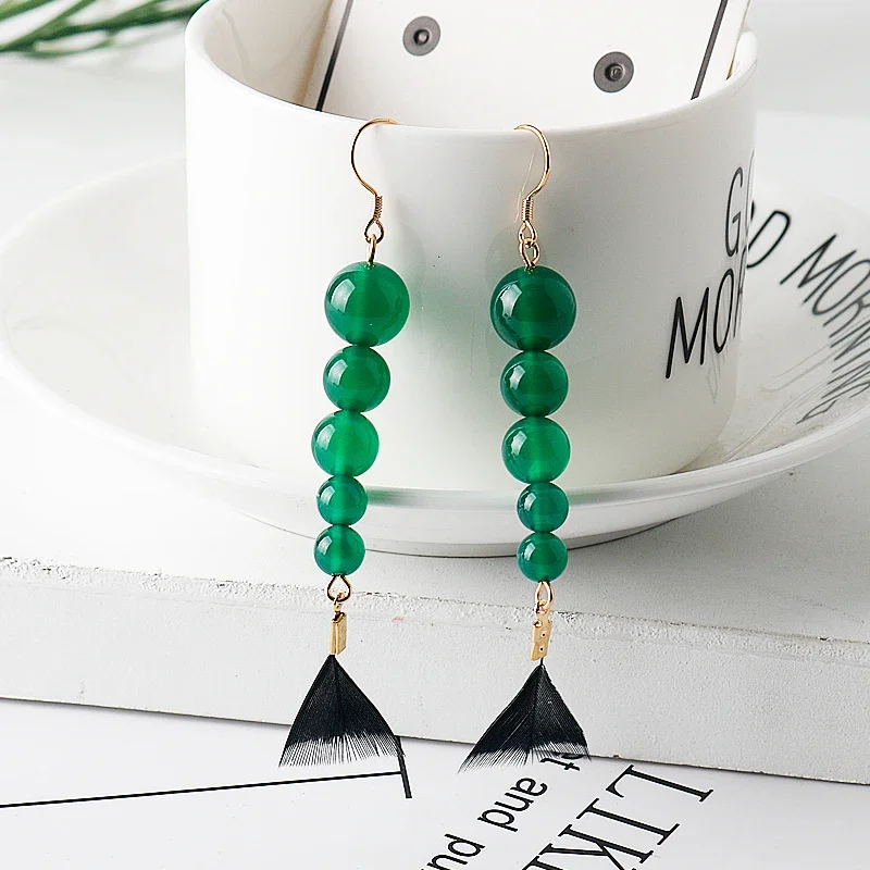 Pendientes de Cosplay de Anime Inuyasha Sit boy, colgante de pluma de ágata KAGURA, Clips para las orejas, tachuelas para las orejas, accesorios de joyería, regalos