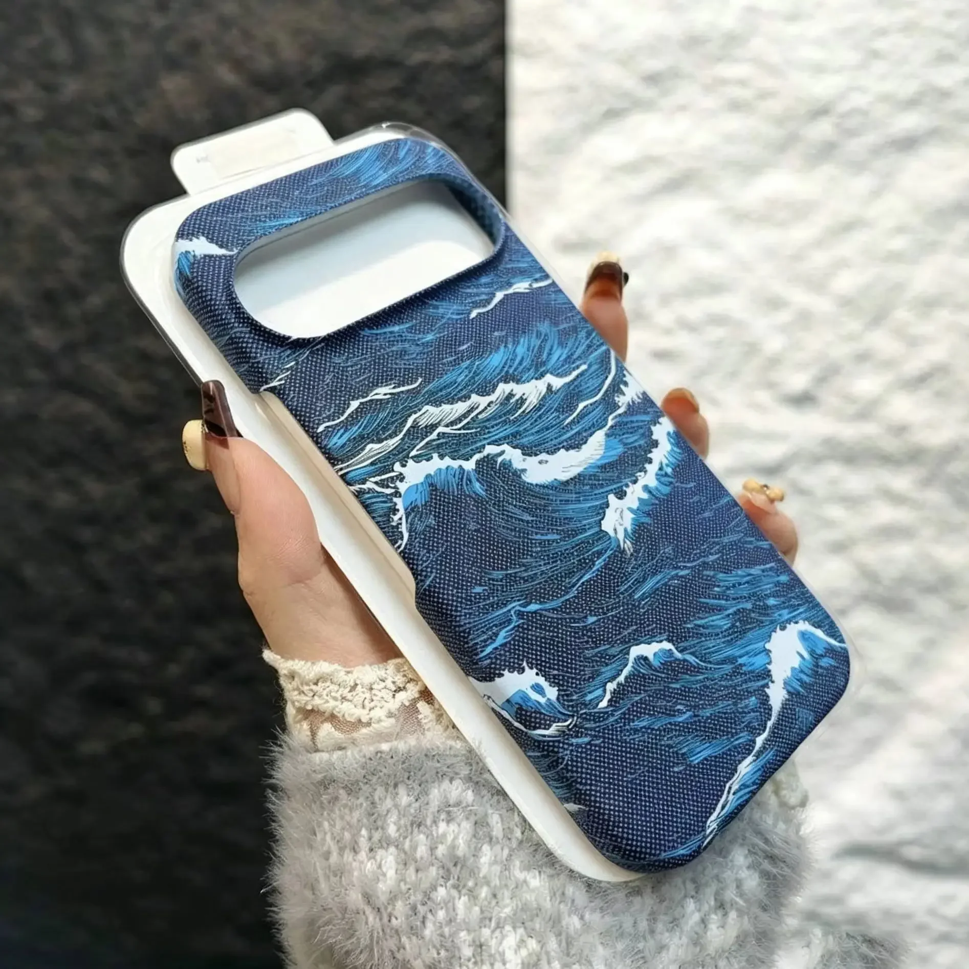 Funda magnética con textura de olas oceánicas y diseño sin marco, fabricada con Kevlar, para Google Pixel 11, 10, 9, 9A, 8, 7, 10A Pro XL, compatible con la carga MagSafe, cubierta rígida.