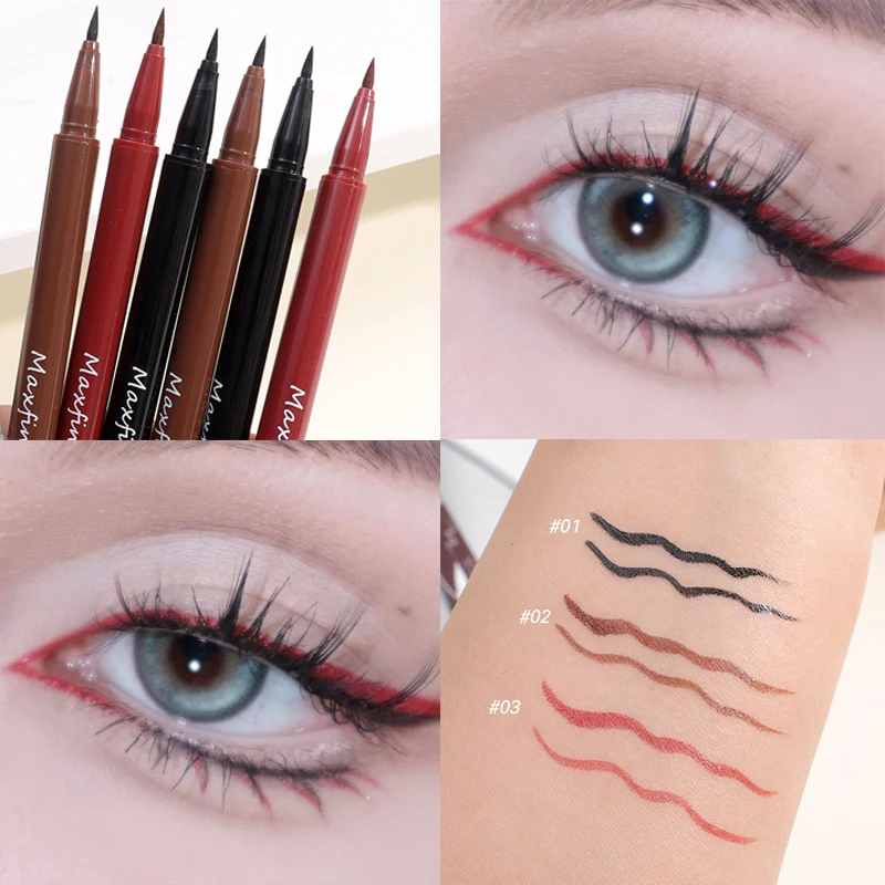 Waterproof Silky Liquid Eyeliner Makeup Natural Lasting Sweat-proof Quick Dry Black Brown Red Matte Eye Liner Pen Eyes Cosmetics