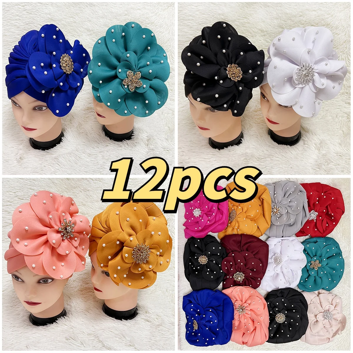 

Wholesale Order Fashion Twisted Turban Hats Women Cap Beaded For India Hat Scarfs Head Wrap Headband Girl Hair Accessories Lady