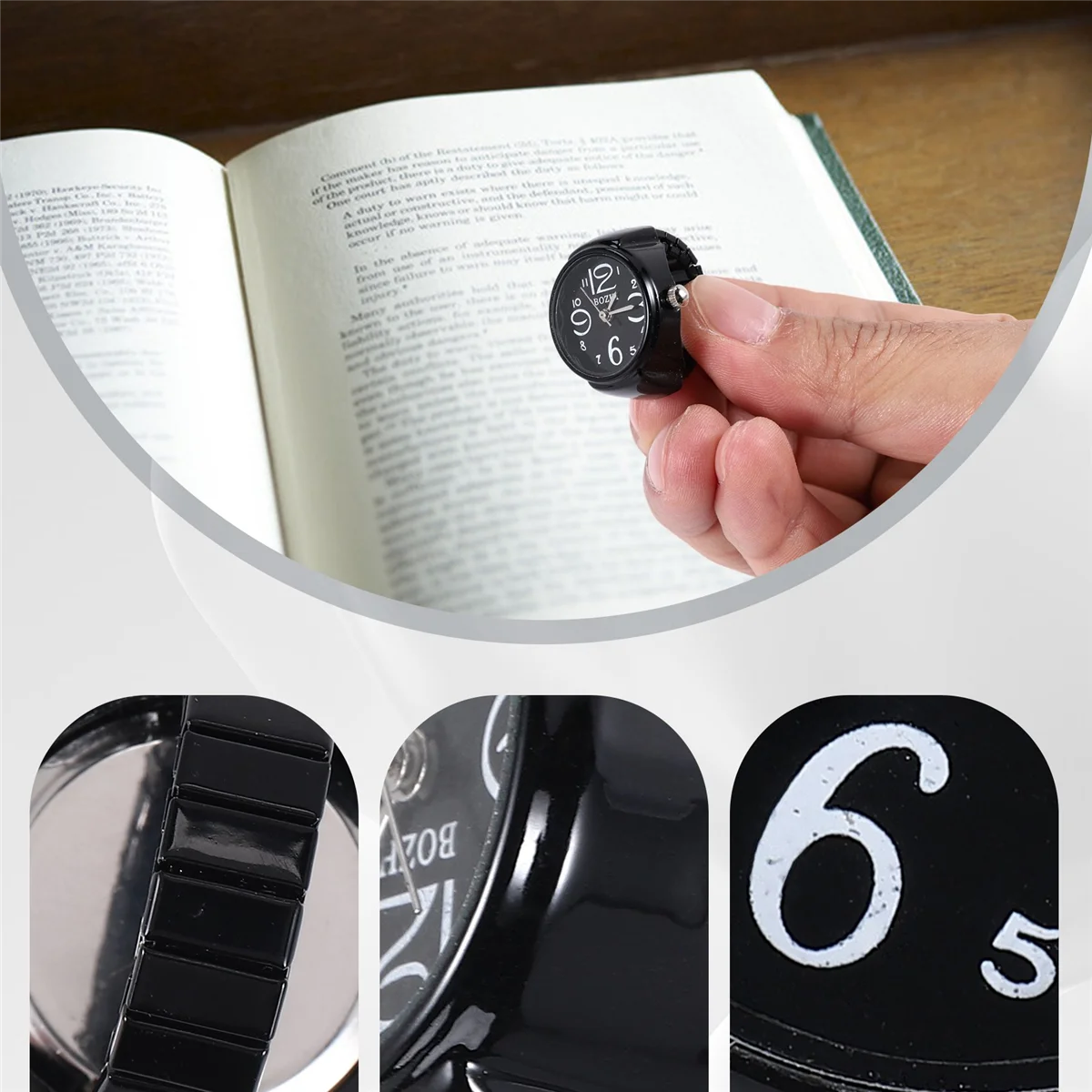 ABQR – montre de poche à Quartz pour hommes, chiffres arabes, avec anneau de doigt, 0.87 pouces, tendance