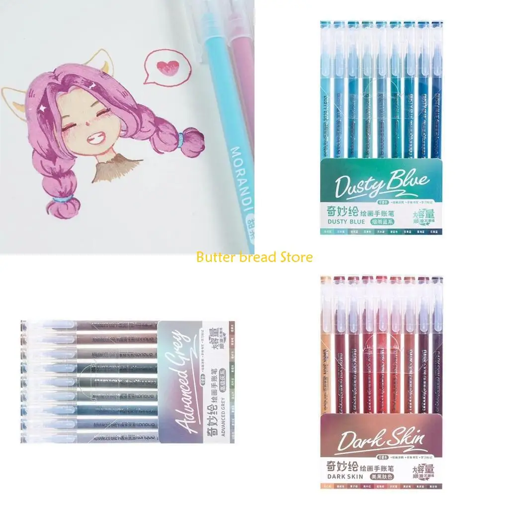 

W89C 9 шт. красочная гелевая ручка разных цветов, ручка для ведения журнала, разноцветная ручка для рисования для цветового карт