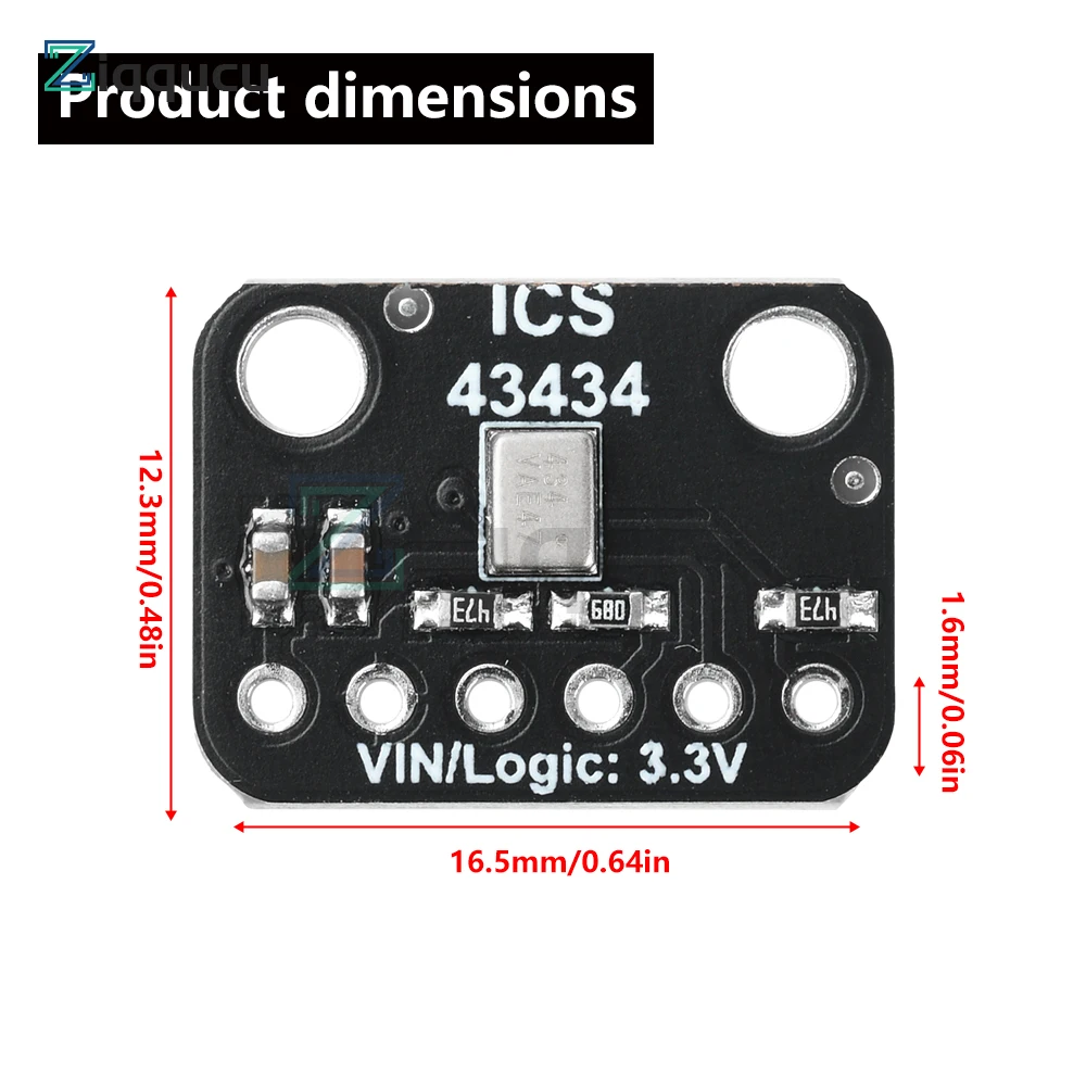 

DC 1.5V-3.6V ICS-43434 I2S MEMS Microphone Module Low-Pass Filter Mini Module