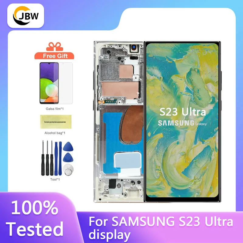 display-amoled-per-samsung-galaxy-s23-ultra-ricambio-schermo-s23-ultra-s908b-5g-display-lcd-con-supporto-per-impronte-digitali-e-s-pen