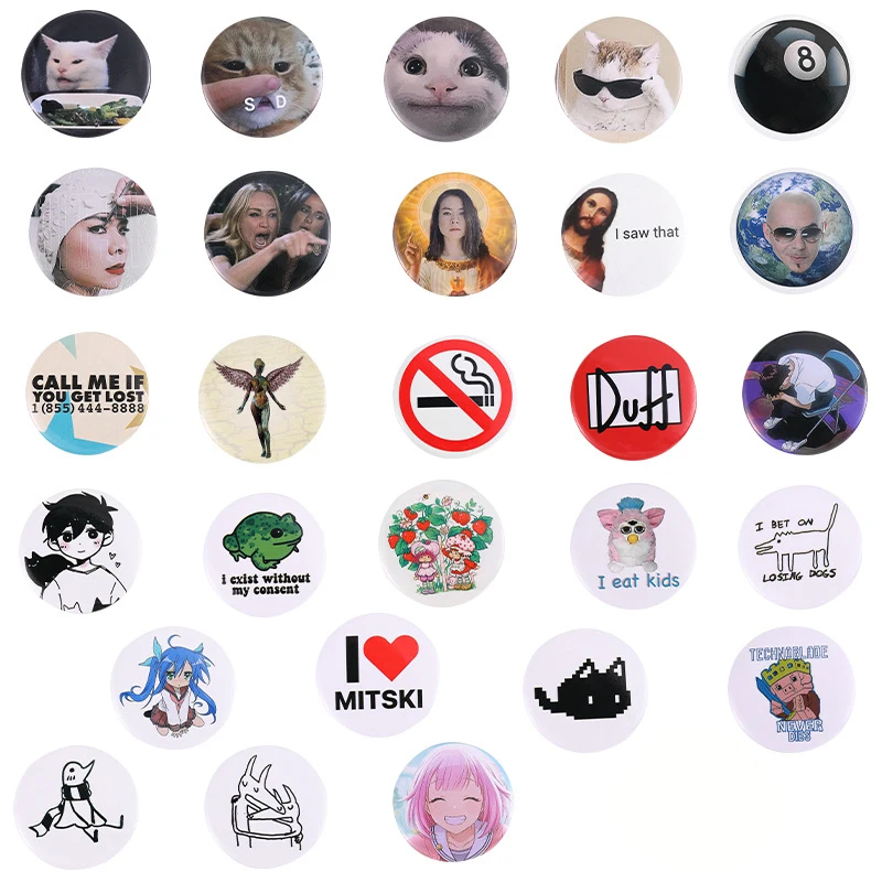 Insignias esmaltadas de Manga bonitas, broches de Metal de Anime para mujeres, amigos, mochilas, arte, Hijab, Avatar, joyería, alfileres de solapa circulares