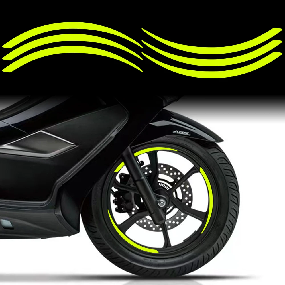 

Набор из 6 светоотражающих наклеек на колеса мотоцикла (10 и 12 дюймов) для YAMAHA, HONDA, SUZUKI, Vespa. Декоративные полосы для мотоциклов и автомобилей.