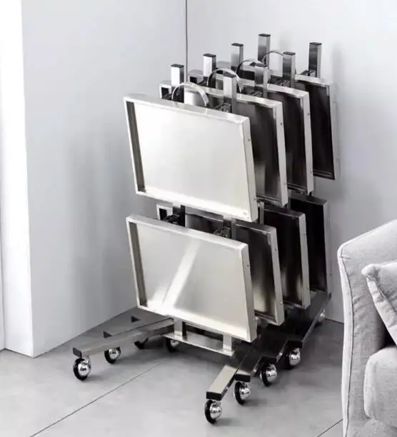 Foldable Tool Cart Stainless Steel Beauty Salon/Barber Shop Trolley Storage workbench supermarket 2-tier tool cart