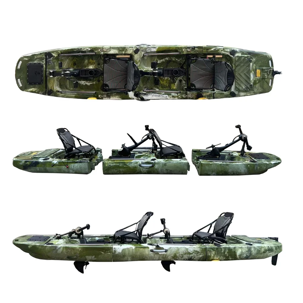 2026 14ft 3-Piece Detachable Modular Kayak 2-Seat Pedal Drive Fishing Boat