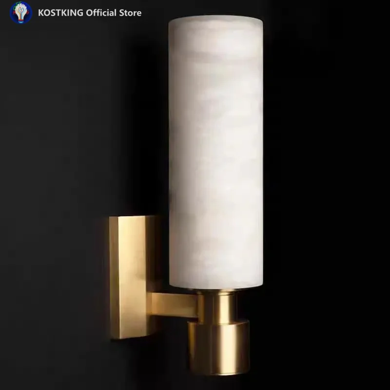 Spanish Marble Wall Lamp Entrance Washbasin Dressing Room Bathroom Corridor Balcony Brass Wall Lamp Hotel Customization LED