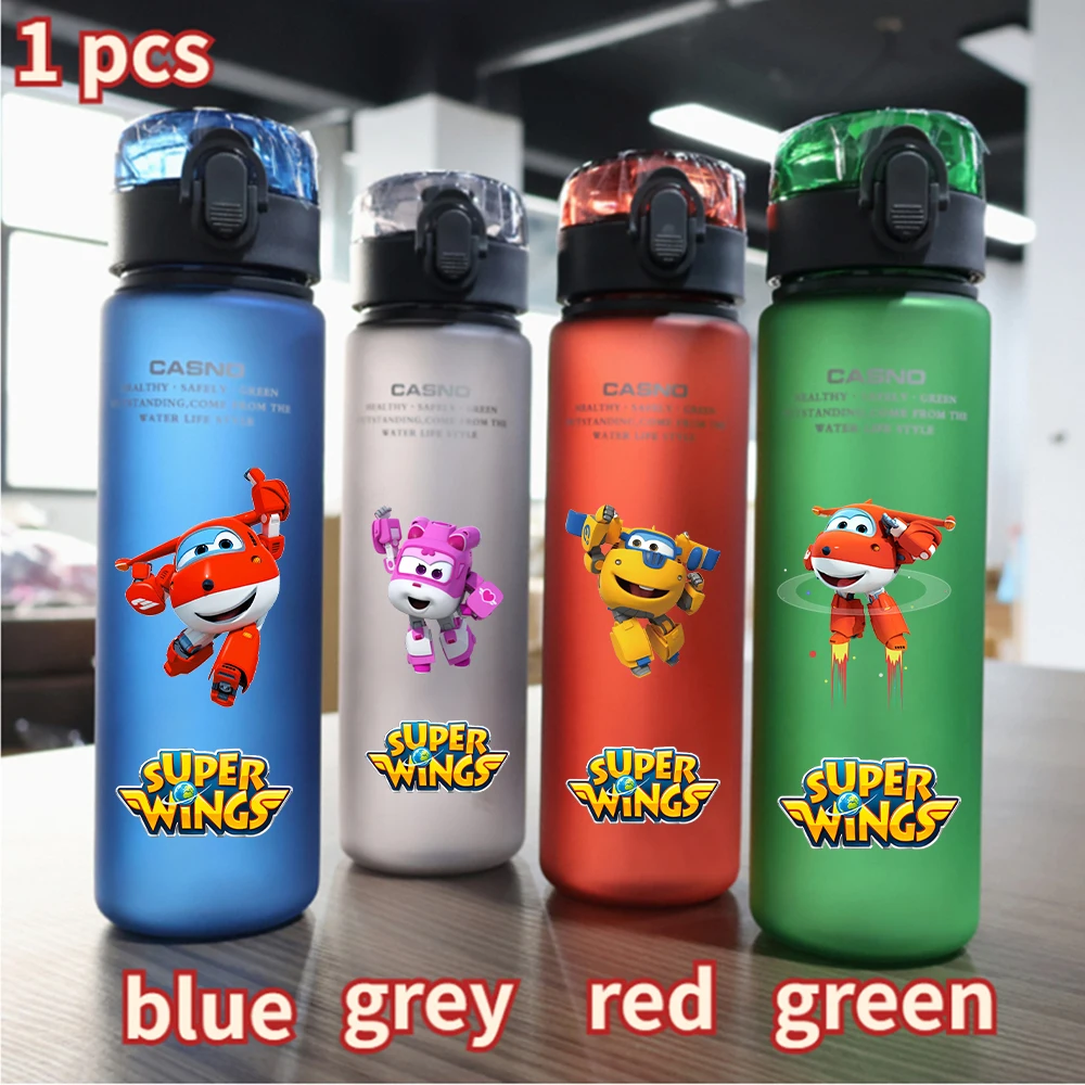 Super Wings 560ML Water Cup Jett Flip Astra Dizzy Large Capacity Portable Plastic Cartoon Adult Outdoor Sport Drinking Bottle