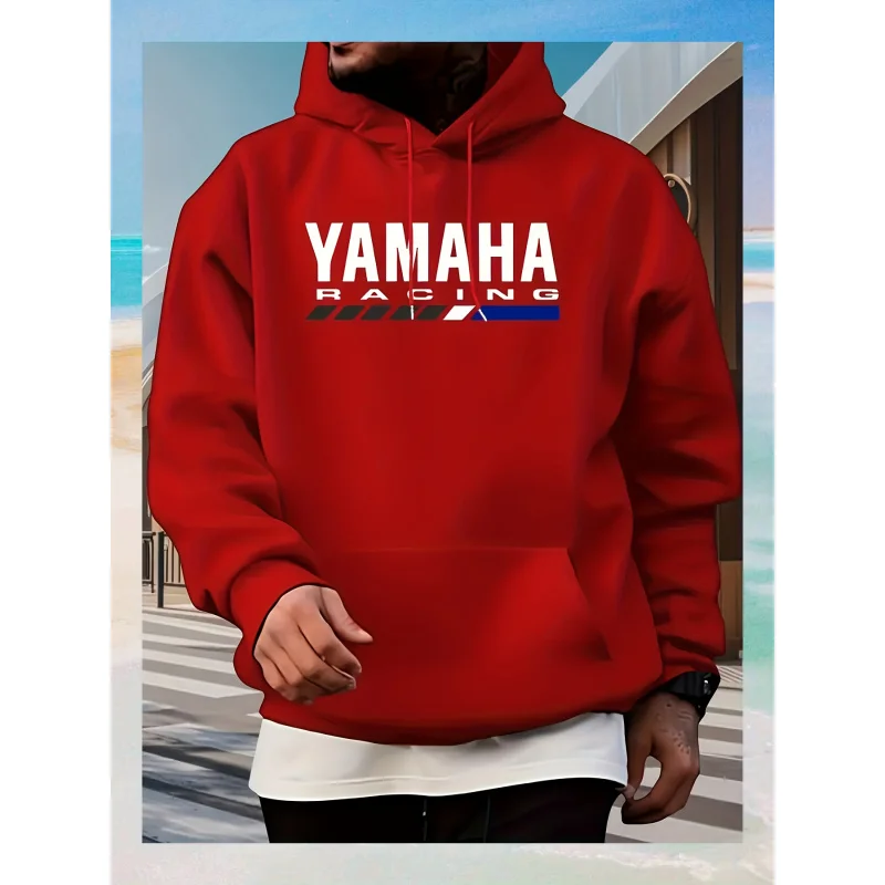 

Men's casual Yamaha hoodie, kangaroo pocket, machine washable, suitable for outdoor activities in autumn/winter, regular fit