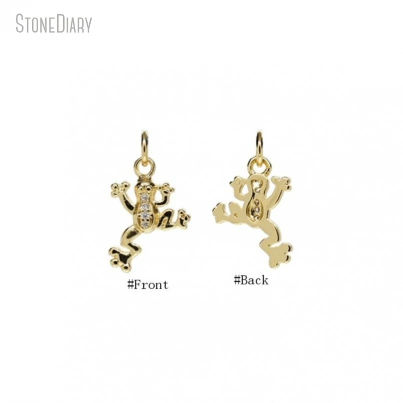 5Pcs Wholesale  Frog Jewelry Gold Color Copper Invisible Setting Cubic Zirconia Pendant PM50362