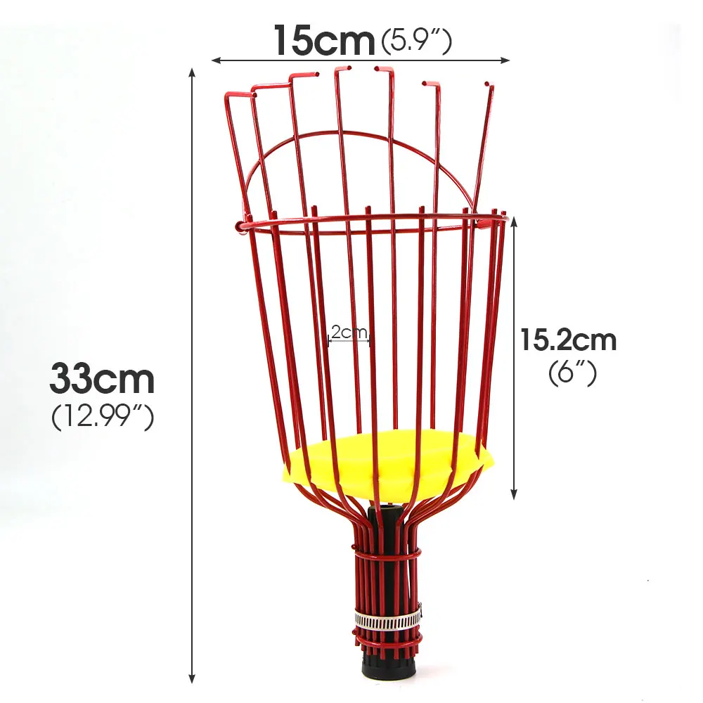 1PCS Fruit Picker Red Harvester Basket with Cushion to Prevent Bruising for Apple Avocado Lemon Mango Orange Tree Picking Basket