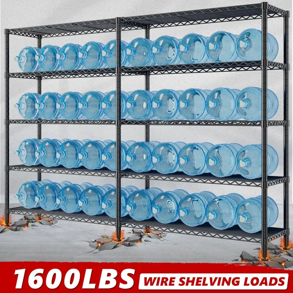 "70"W 5-Tier Metal Shelving - 1600lb Capacity Adjustable Wire Storage Rack for Garage/Home"