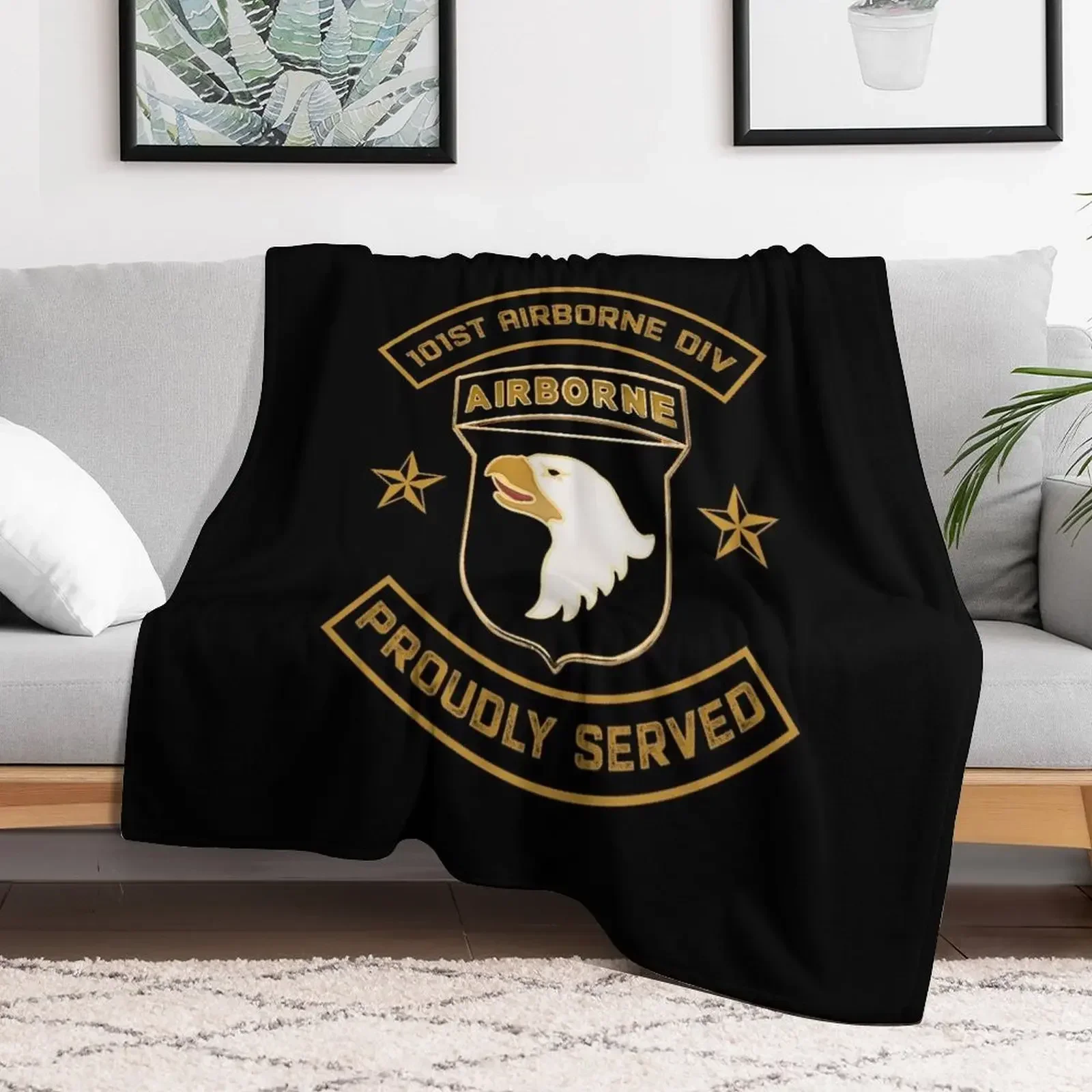 

Paratrooper 101st Airborne Divition Proudly Served Throw Blanket Luxury Stuffeds Blankets For Sofas Blankets