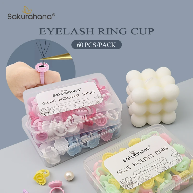 SAKURAHANA Forma di fiore Estensione ciglia Colla Tazza Nail Art Tattoo Pigmento Titolare Contenitore Innesto Ciglia Strumenti per il trucco