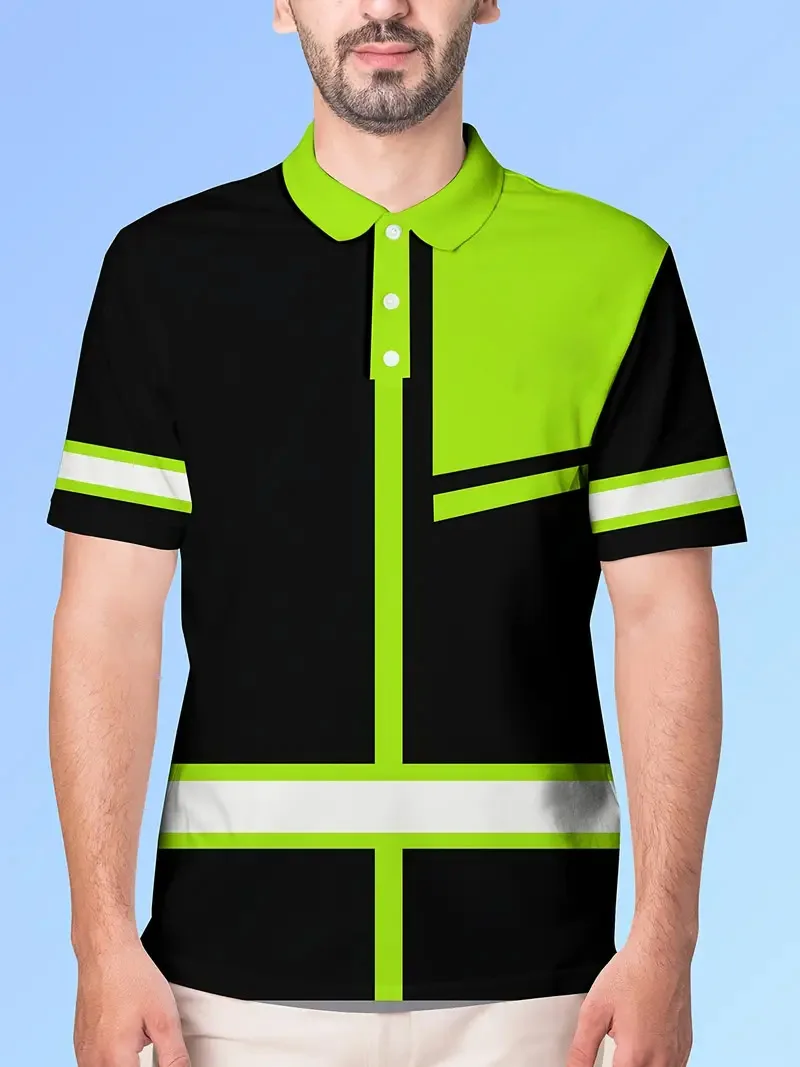 Printed design - no texture/embroidery/sequins, men's work and leisure polo shirt - multiple color options