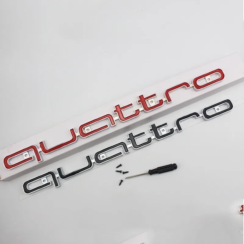 

Quattro Logo Emblem Badge Car 3D Stickers ABS Front Grill Lower Trim For Audi A4 A5 A6 A7 RS5 RS6 RS7 Q3 Car Accessories
