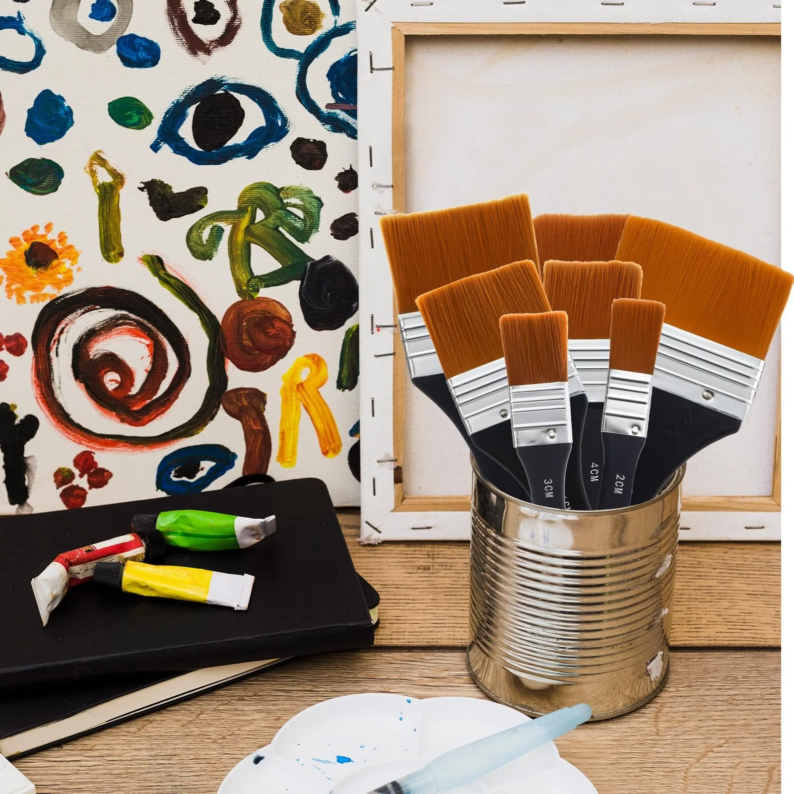 Nylon Flachpinsel-Set, Reihenpinsel für Acryl- und Aquarellmalerei, Professionelle Malwerkzeuge – Detail 3