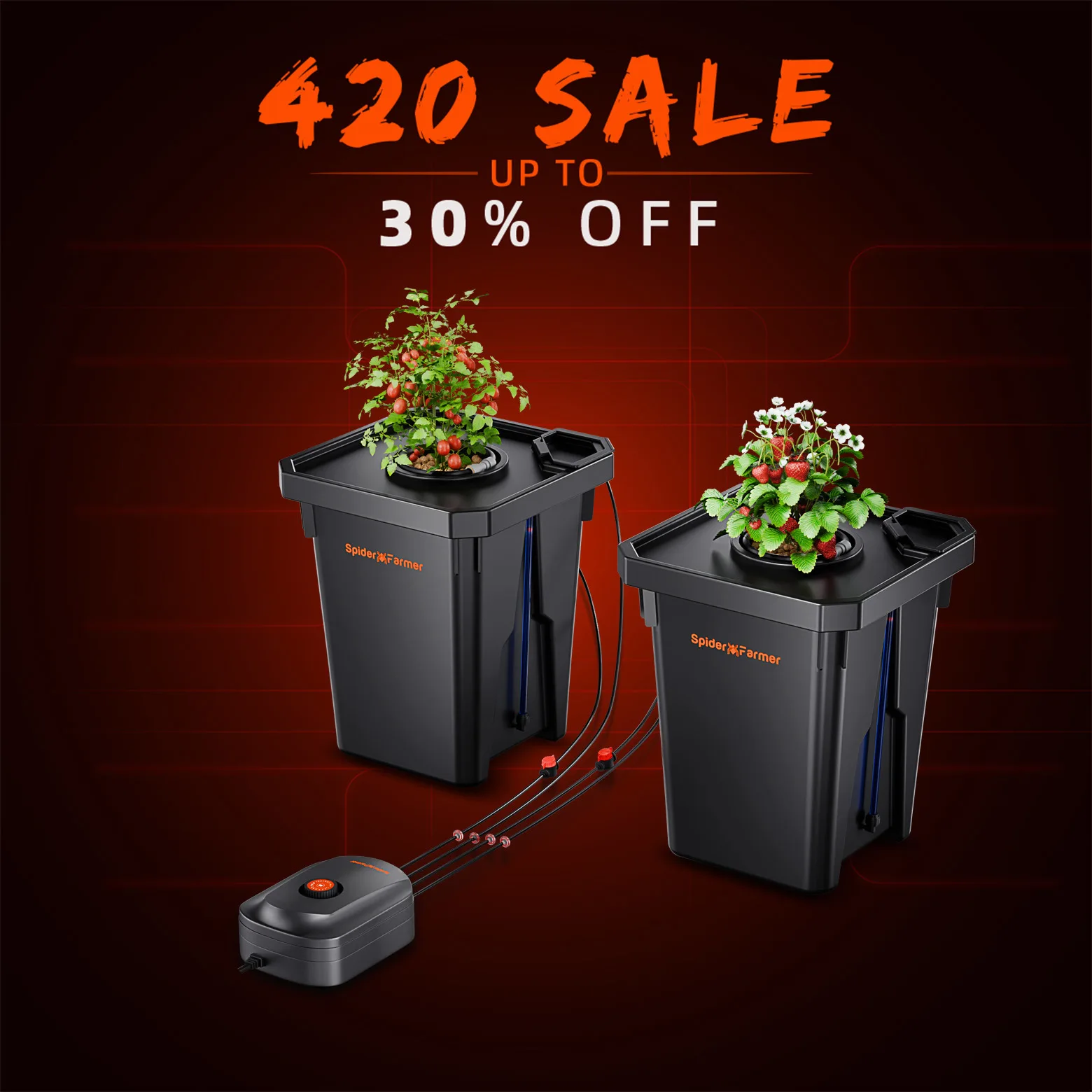 Spider Farmer DWC Hydroponic System 7 Gallon Deep Water Culture with 2 Buckets/4 Buckets