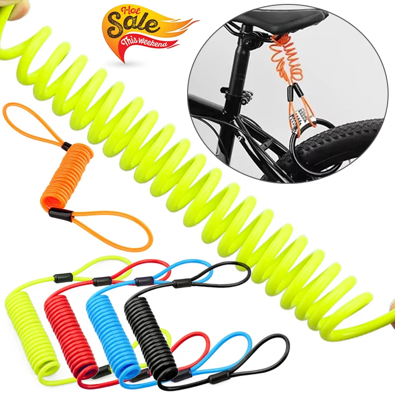 120cm Motorcycle Spring Cable Lock Anti Theft Rope Alarm Disc Lock Moto Bike Scooter Security Reminder Protection Accessories