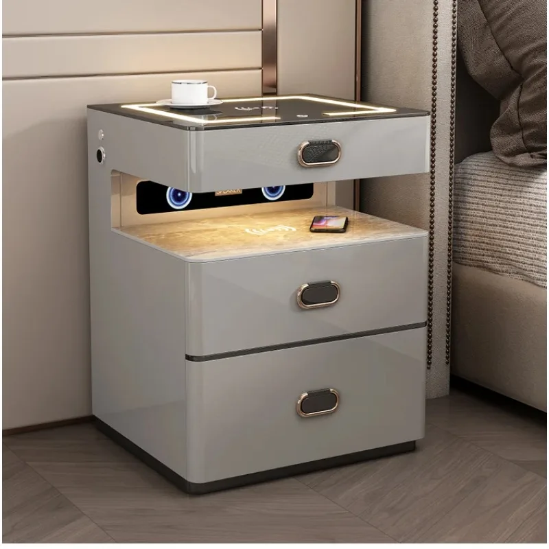 Modern Technology Light Luxury Home Bedroom smart Password Fingerprint Bluetooth Speaker Wireless Charging Bedside Table