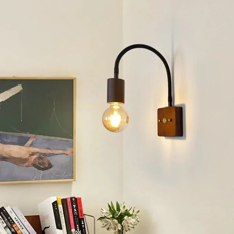 LED Wall Lamp Vintage Wabi-sabi  Interior Lighting Adjustable Rotating Night Light For Bedroom Dining Room Cafes Warm White Bulb