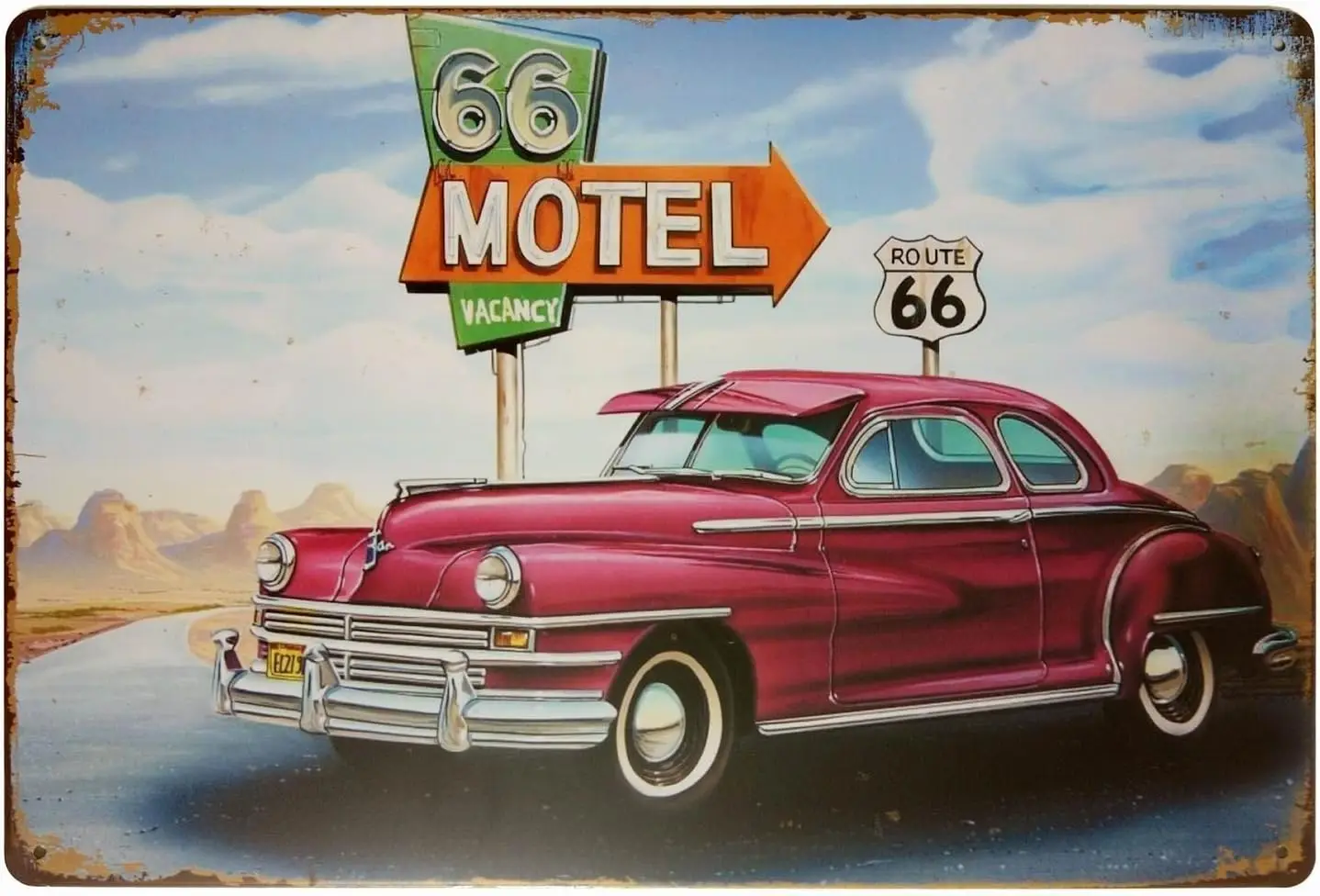 Motel 66 Route 66 Vacancy Retro Vintage Decor Metal Tin Sign 12 X 8 Inches