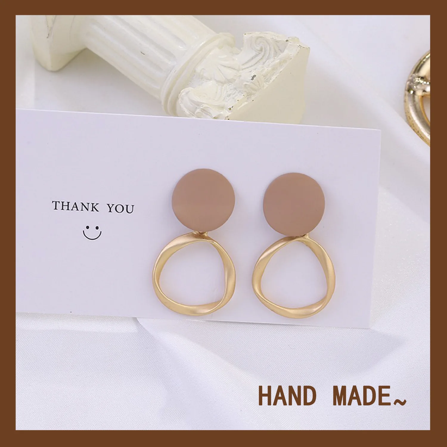 Khaki Tea Earrings Vintage Port Style Earrings INS Style Checkered Drop Oil Women's Earrings Y2K Style Girl Friendship Kpop