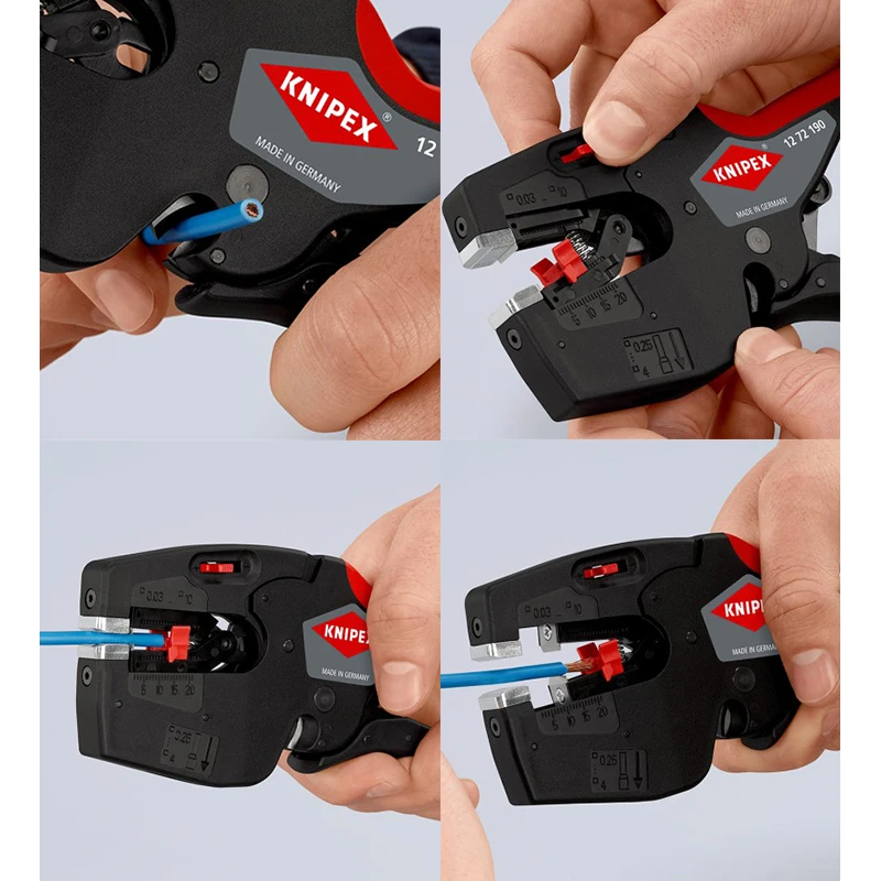 KNIPEX NexStrip 1272190 Automatic Wire Stripper 190 mm Multi-Tool for Electricians with Non-slip Plastic Grips