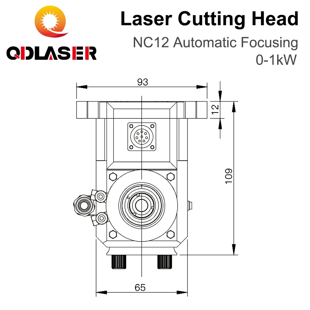 QDLASER WSX Режущая головка для волоконного лазера QBH 0-1 кВт NC12 Коллимационная линза с автоматической фокусировкой 1000 Вт F75/100 мм для резки металла