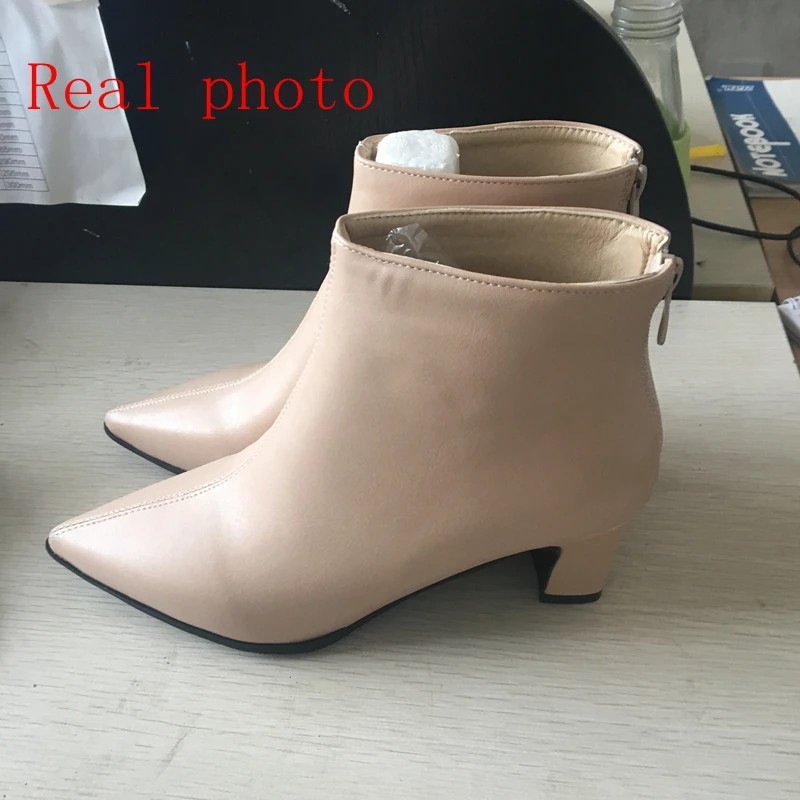 Botines Girseaby para mujer, botines con punta estrecha, botines de tacón grueso de 5cm, zapatos para mujer, primavera, talla grande 44 45 46, verde A1439