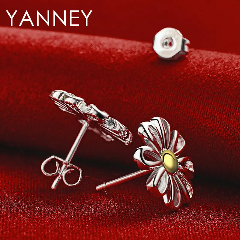 2024 New 925 Sterling Silver Exquisite Sunflower Stud Earrings For Women Fashion Charm Wedding Couple Jewelry Accessories