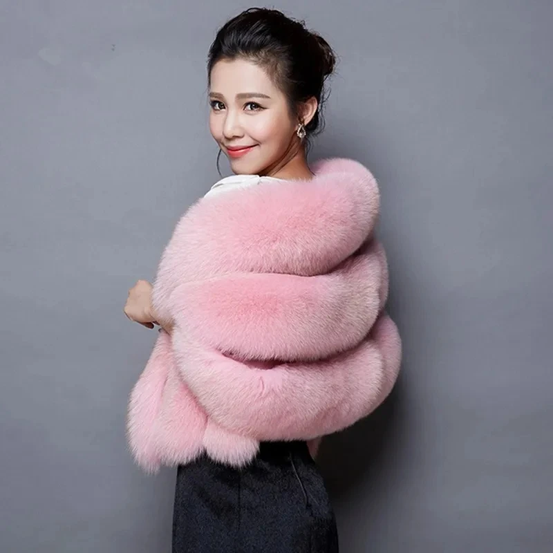 White Imitation fox fur Shawl Women's Fashion cloak Dress Cheongsam Fur cloak Jacket Women's Thick Shawl Mink fur Versatile