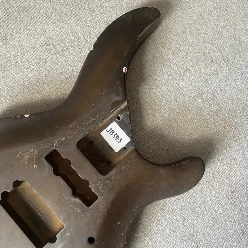 JB543 Soild Wood 4 Or 5 String Electric Guitar Bass Body Active Pickups Brown Color Paints Right Hand DIY Parts Paints Damages