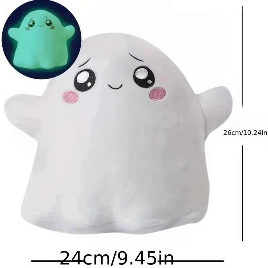 Glowing Ghosty Plush Doll Toy Luminous in Dark Cuddly Super Soft Cartoon Plush Toy Ghosty Plushies Halloween Gift for Kids