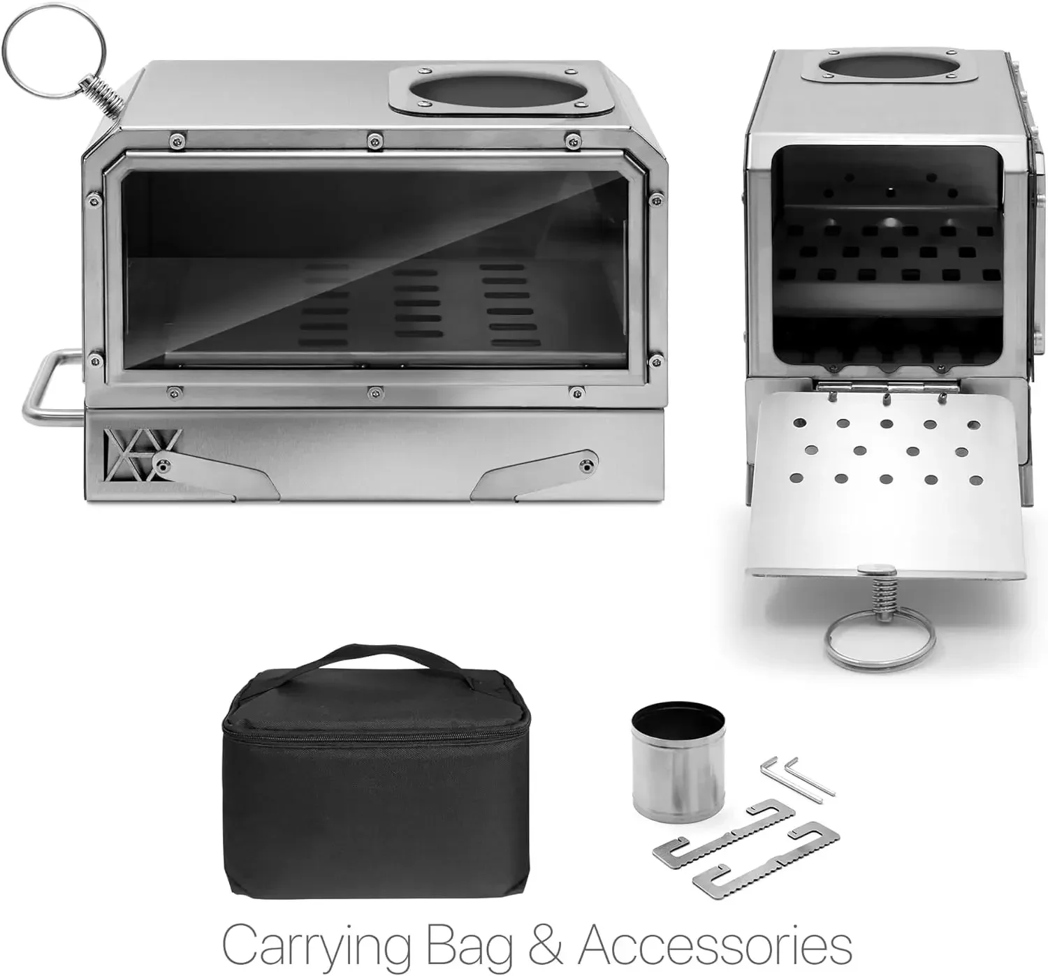 

New304 Stainless Steel Cooking Oven Grill Heating Tray Tent Stove Portable Wood Burning Camp Stove for Camping Tent Fishing Hik