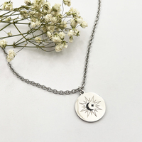 TV Series The Eclipse Ayan Khaotung Cosplay Necklace Circular Pendant Metal Choker Chain Moon Star Couple Jewelry Accessories