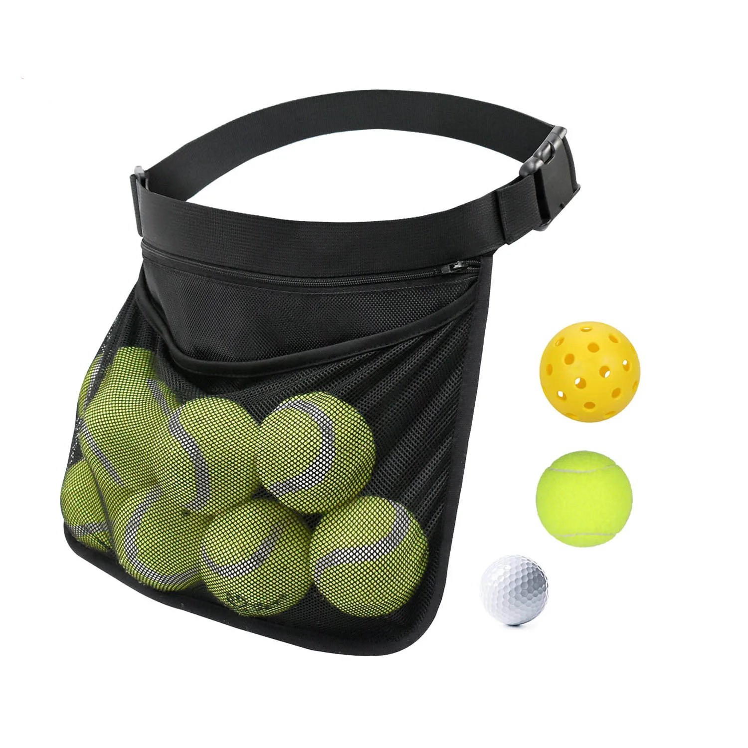 

Ткань Оксфорд, сумка для теннисных мячей Pickleball, портативная поясная сумка для хранения мячей, мяч для пинг-понга, регулируемые спортивные аксессуары