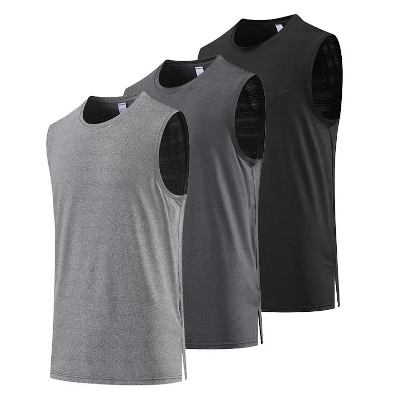 Camiseta sin mangas de secado rápido con cuello redondo para hombre, chaleco muscular de verano, ropa de gimnasio, camiseta sin mangas para culturismo, camisetas deportivas de entrenamiento