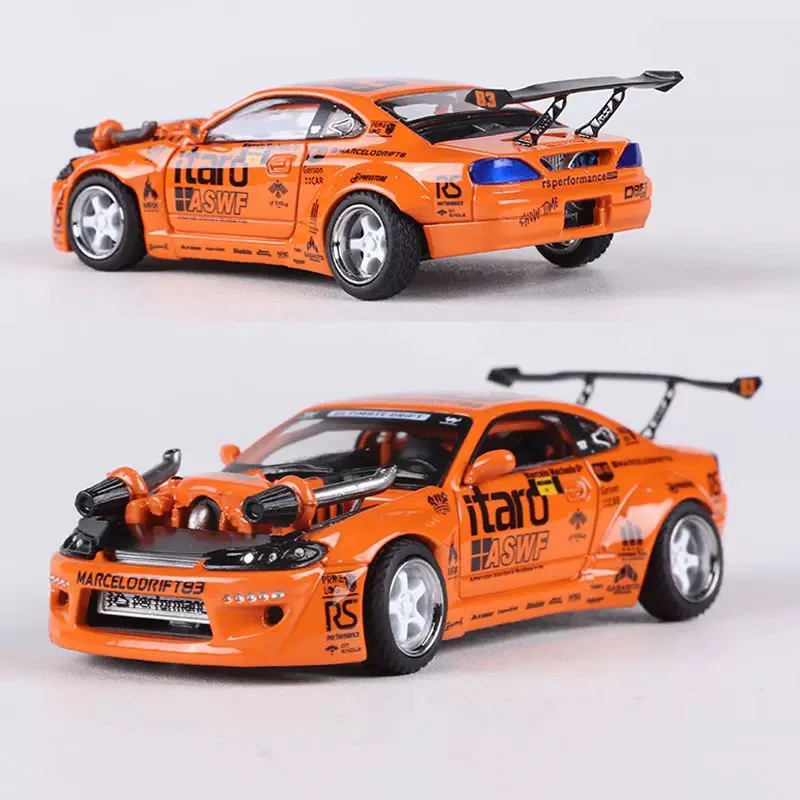 Diecast escala 1:64 nissan s15 4.0 v8 motor simulação liga modelo de carro brinquedo colecionável presente lembrança exibição ornamento