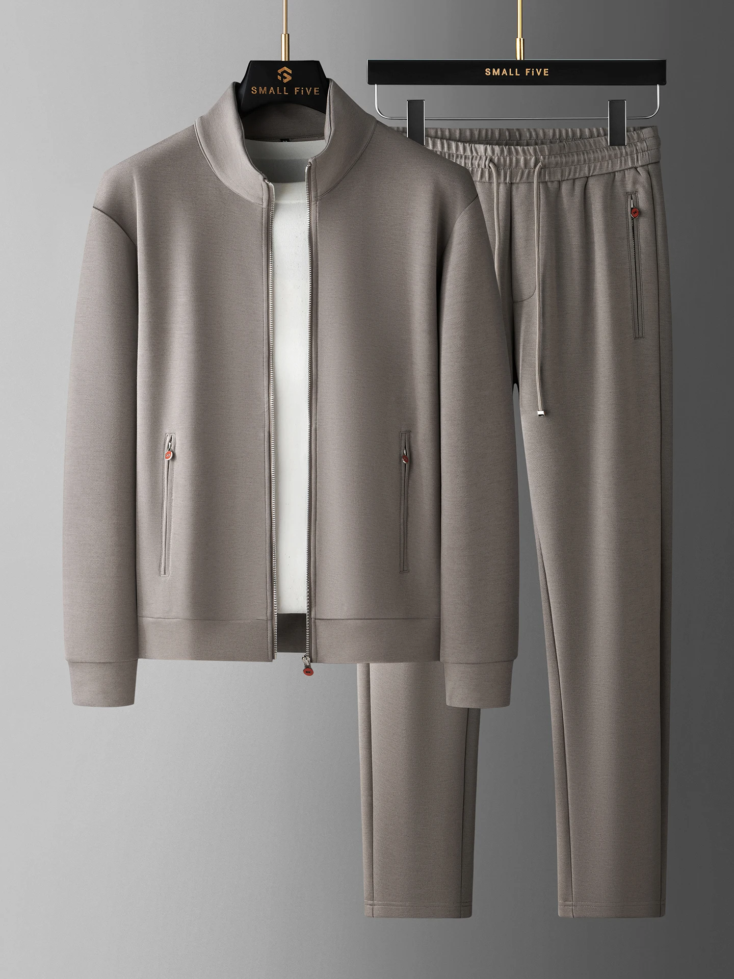 

JSBD Осенний высококачественный кардиган из смеси тенселя и шерсти, состоящий из двух частей, мужской повседневный комплект спортивной одежды с воротником-стойкой