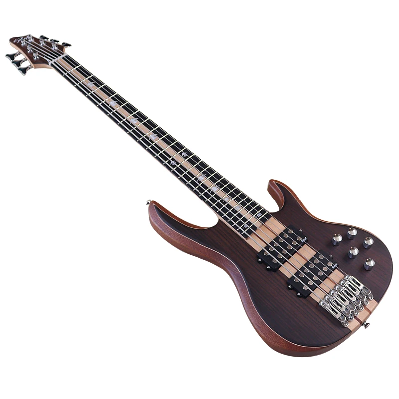 Neck Through 6 String Electric Bass Guitar Active Guitarra Solid Sapele Body 43 Inch Bass Guitar High Grade